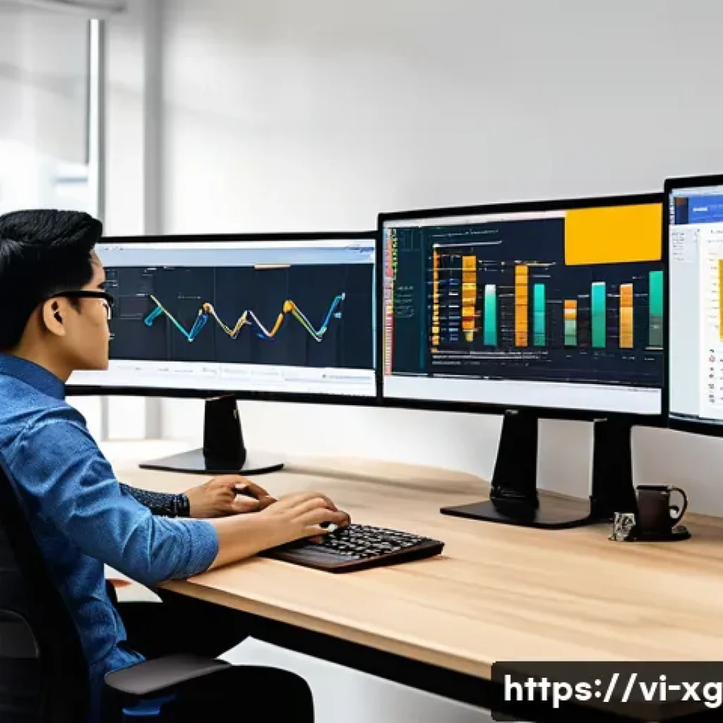JAMstack 아키텍처에서의 성능 테스트 도구 비교 - A modern tech workspace featuring a Vietnamese software development team analyzing JAMstack performa...