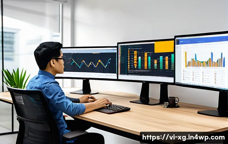 JAMstack 아키텍처에서의 성능 테스트 도구 비교 - A modern tech workspace featuring a Vietnamese software development team analyzing JAMstack performa...