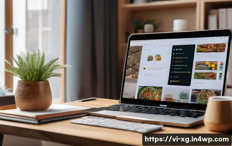 JAMstack 아키텍처의 유저 스토리와 활용 사례 - A modern Vietnamese small business owner managing an online store on a laptop, surrounded by digital...