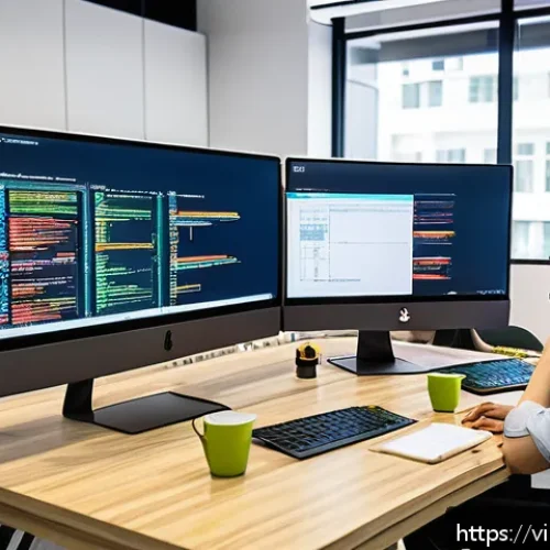 Home 31 JAMstack과 팀 협업을 위한 워크플로우 설정 - A dynamic modern workspace with a diverse Vietnamese software development team collaborating on a JA...