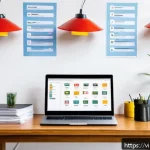 Home 18 JAMstack 아키텍처의 사용자 피드백 수집 방법 - A modern web developer workspace focused on JAMstack feedback mechanisms, featuring a sleek laptop d...